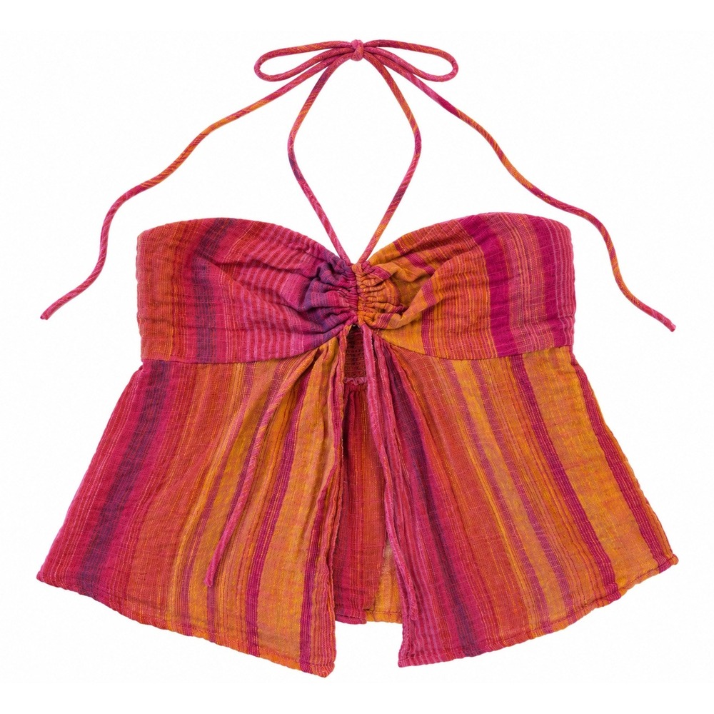 Ecoté Urban Outfitters Halter Top M Pink Orange Boho Whimsy Fairy Y2K